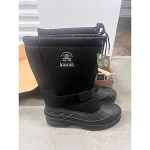 Kamik Greenbay 4 Snow Boots Men's US 13 Black Mid Calf Bungee Lace Waterproof